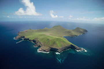 Wall Mural - aerial view of a small island in the middle of the ocean. created with generative ai technology