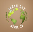 © PW.Stocker - 3d Rendering. Planet earth icon eco papercut on brown background. Earth day concept.