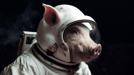 Poster - Pig wearing an astronaut suit Generative AI