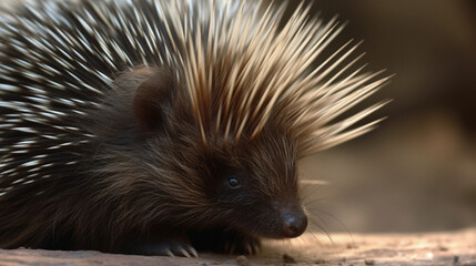 Wall Mural - A porcupine protecting itself with its quills Generative AI