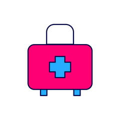 Canvas Print - Filled outline First aid kit icon isolated on white background. Medical box with cross. Medical equipment for emergency. Healthcare concept. Vector