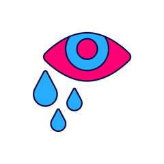 Poster - Filled outline Tear cry eye icon isolated on white background. Vector