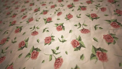 Wall Mural - retro rose ornament wallpaper background/ 4k motion graphics of a vintage retro old faded wallpaper 