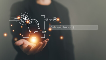 AI bot Technology and business design, global internet Artificial Intelligence generation concept.