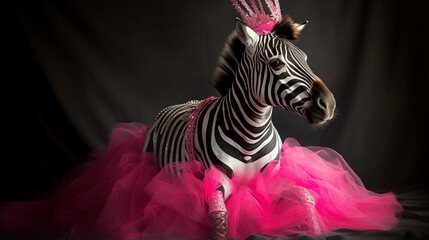 Sticker - Zebra in a princesss outfit Generative AI