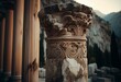 Delphi, Greece ancient marble column. Generative AI