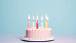 © olegganko - Birthday cake minimal background. Illustration Generative AI.