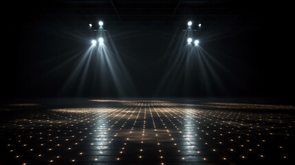 Sticker - Background spotlights shine on stage floor in dark Generative AI