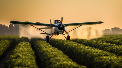 Poster - A farming plane spraying crops with precision Generative AI