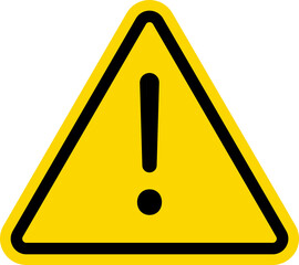 Warning triangle icon. Yellow caution warn in png. Warning sign with exclamation mark. Alert warn in triangle. Road sign alert.