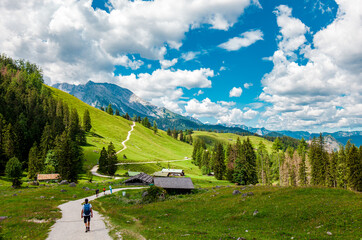 Landscape Scenery, Mountain Jenner, Route Mitterkaseralm. Hiking  in the National park Berchtesgadener Land in Summer, Germany.