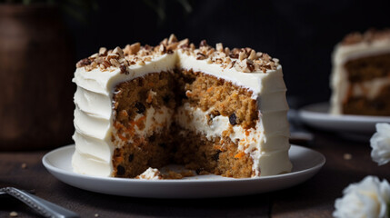 Poster - Carrot Cake with Cream Cheese Icing Generative AI