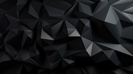 Abstract 3D black polygon background. Generative AI