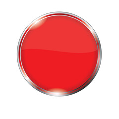 Wall Mural - red round button isolated on a white background