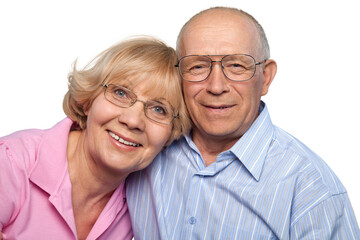 Wall Mural - Portrait of happy senior couple smiling at home