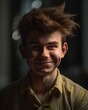 Smiling Young Man with Tousled Hair Photorealistic Portrait Illustration [Generative AI]