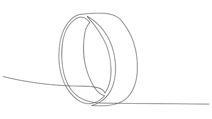 Wall Mural - Continuous one line drawing of wedding ring on a white background. Vector illustration
