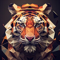 Wall Mural - tiger portrait polygon drawing Generative AI