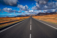 View of road and landscape near Antigua, Antigua, Fuerteventura