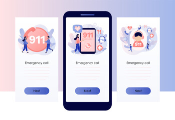 Wall Mural - 911 emergency call. ambulance service. assistant manager online. hotline call center. screen templat
