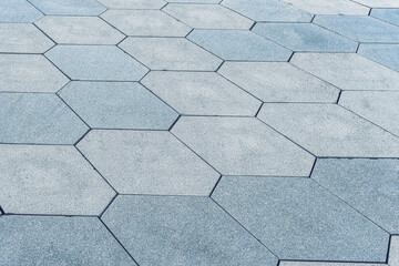 Wall Mural - The texture of hexagonal tiled pavement with perspective.