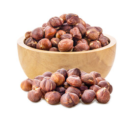 Wall Mural - hazelnuts in wood bowl  on transparent png