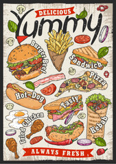 Sticker - Delicious yummy vintage flyer colorful