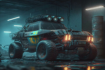 cyberpunk future car 3d concept