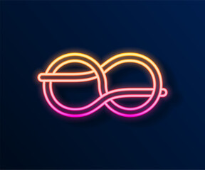 Wall Mural - Glowing neon line Nautical rope knots icon isolated on black background. Rope tied in a knot. Vector