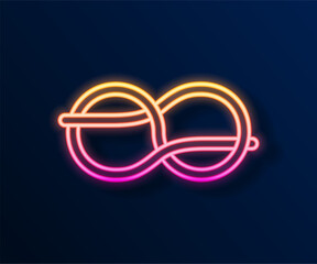 Sticker - Glowing neon line Nautical rope knots icon isolated on black background. Rope tied in a knot. Vector