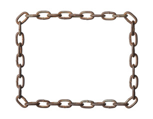 Wall Mural - Rusty chain square (with clipping path) isolated on white background
