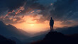© Novanture - silhouette of a person in the mountains at sunrise created with Generative AI technology