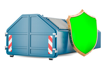 Wall Mural - Industrial waste skip with shield, 3D rendering