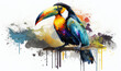 Toucan bird in waterpaint style on white background
