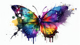 Fototapeta Motyle - Colorful butterfly illustration on white background