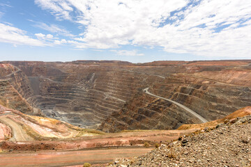 aerial view inside the gold mine, super pit, Kalgoorlie, Boulder, Goldfields, Western Australia, Australia, Ozeanien