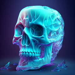 Neon Skull on Ice - generative AI