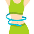 © incomible - Illustration of slim woman with measure tape. Sports girl in fitness clothes.