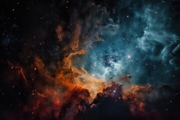 Wall Mural - nebulae and star clusters against the backdrop of a black hole, created with generative ai