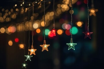 Wall Mural - Christmas lights on bokeh background. Bokeh background., generative Ai