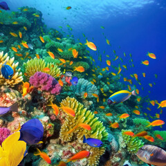  Magnificent underwater world in tropical ocean.