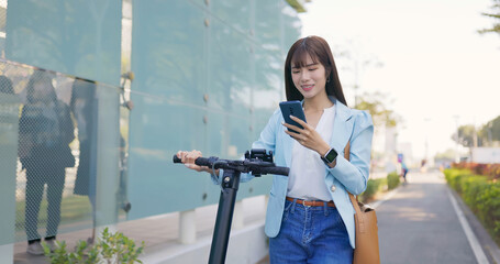 Poster - asian woman commuting