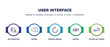 © Abstract - set of user interface thin line icons. user interface outline icons with infographic template. linear icons such as job transition, rewind, refresh arrows, sorting, return left arrow vector.