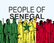 People of Senegal with flag, silhouette of many people, gathering idea