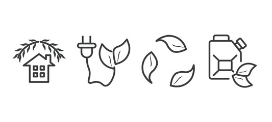 Poster - set of ecology thin line icons. ecology outline icons included ecological house, eco energy, recycling, eco fuel vector.