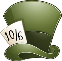 Madhatter Green Hat With Dark Green Ribbon And Card In It