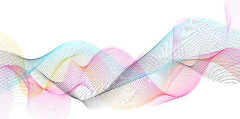 Wall Mural - Abstract colorful lines background. Blending gradient colors. Digital frequency track equalizer. Abstract frequency sound wave lines and twisted curve lines background. Vector illustration.
