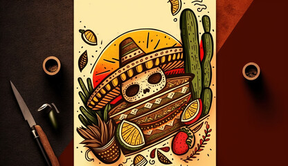 Cinco de mayo holiday background with copy space for text generative ai