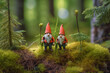 Two little gnomes in the forest