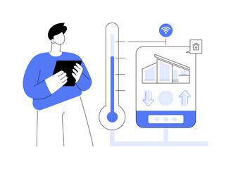 Poster - Home heating technologies abstract concept vector illustration.